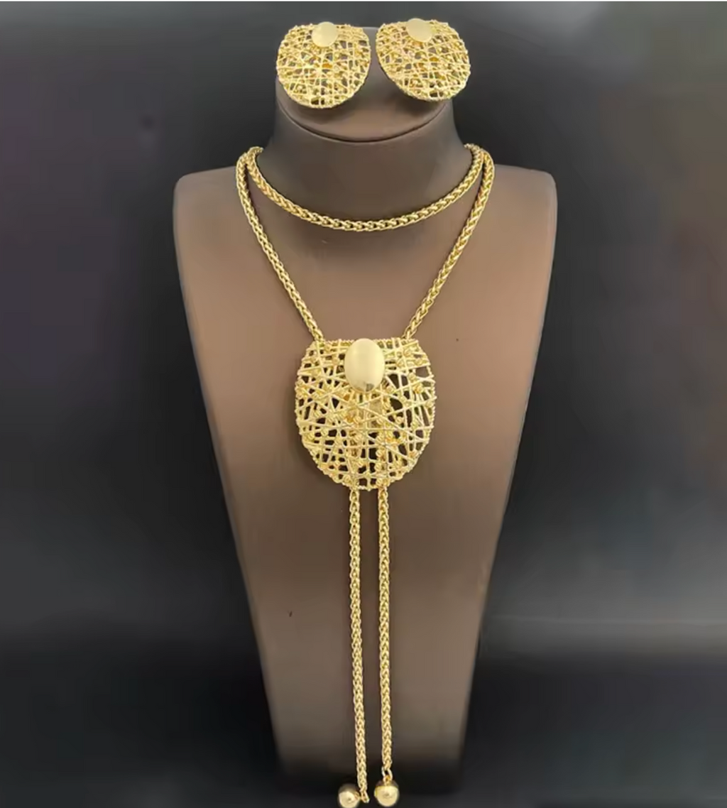 Gold Color Necklace & Earrings Set for Women