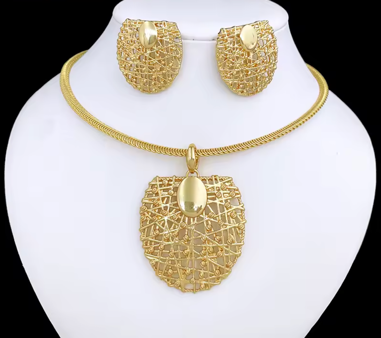 Gold Color Necklace & Earrings Set for Women