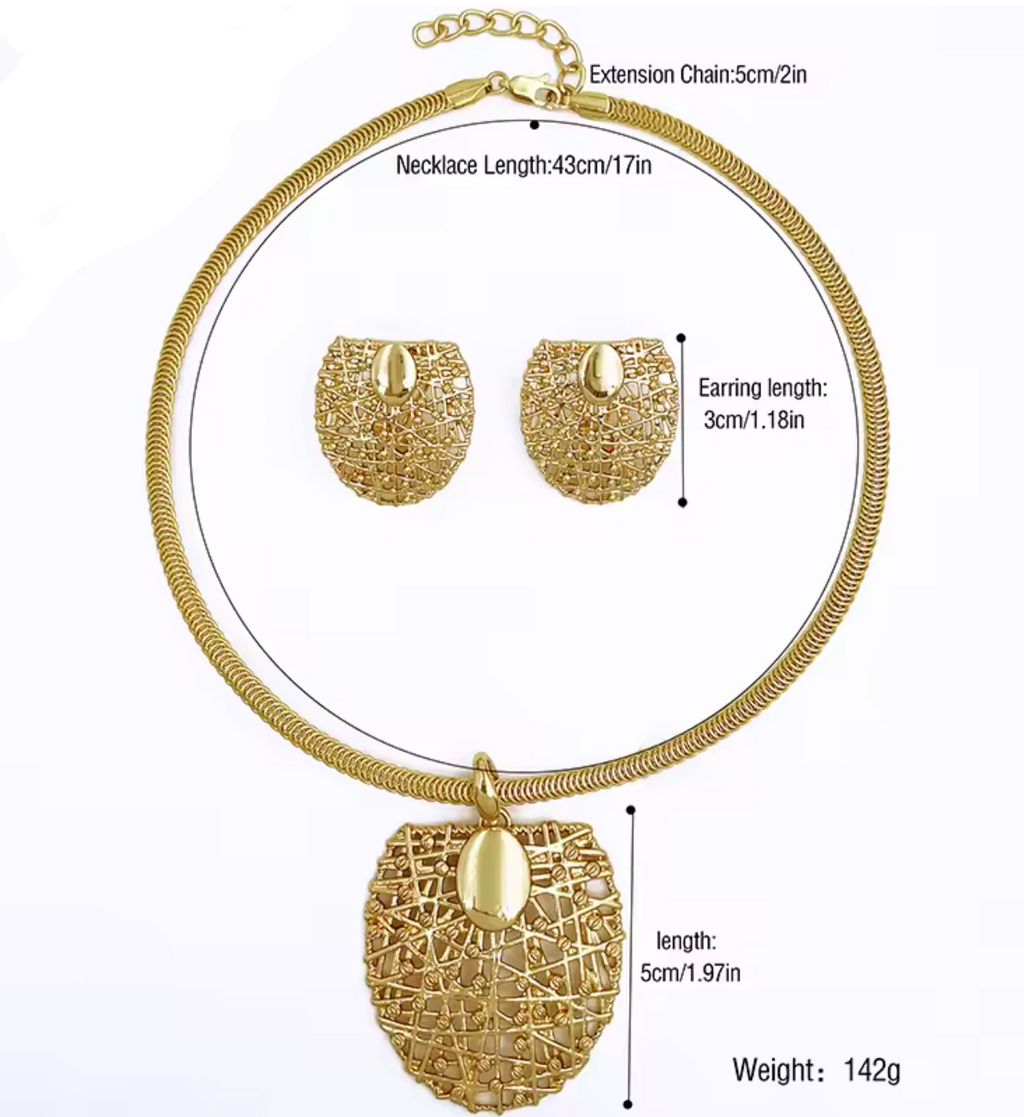 Gold Color Necklace & Earrings Set for Women