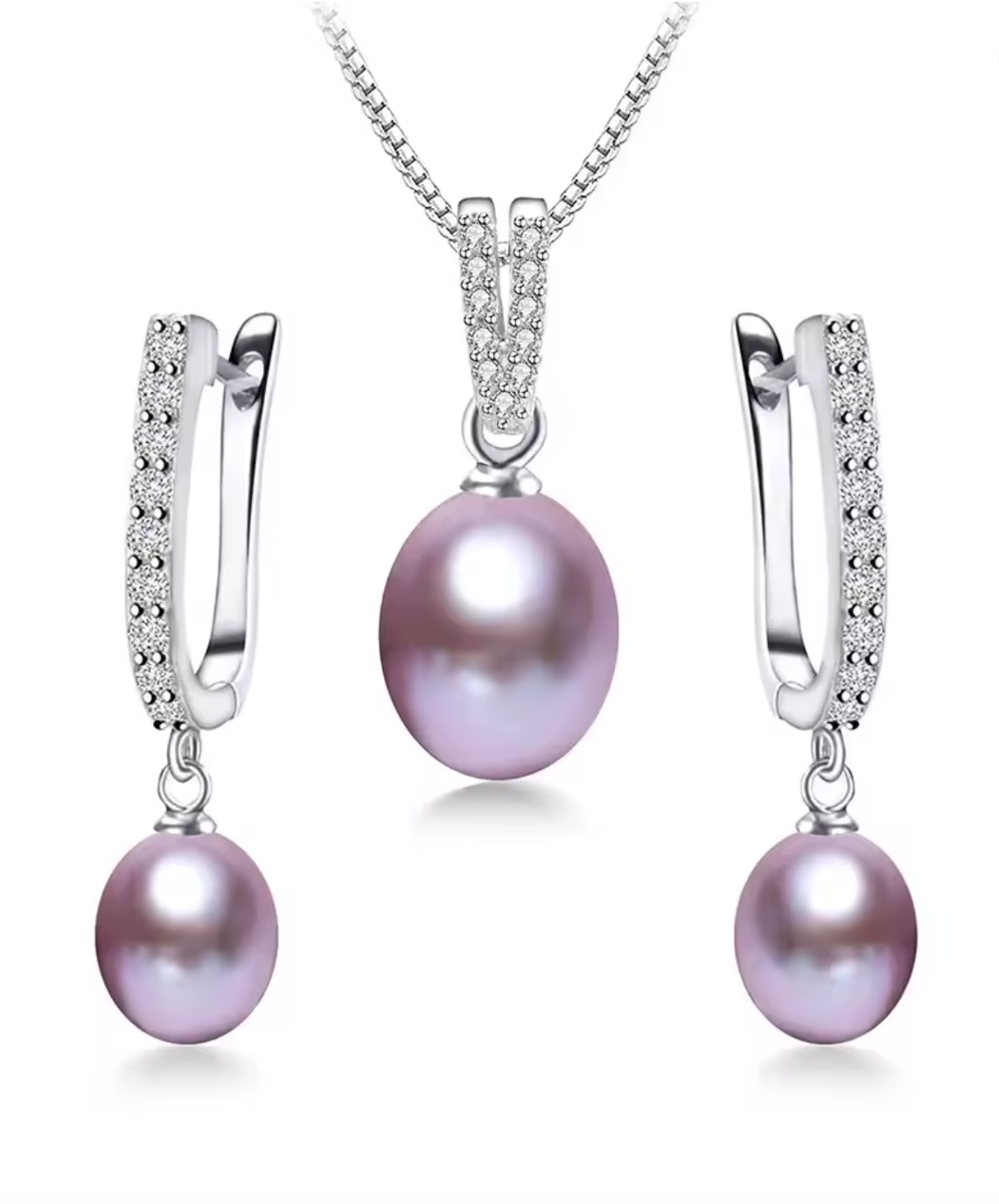 925 Sterling Silver Freshwater Pearl Jewelry Set for Women