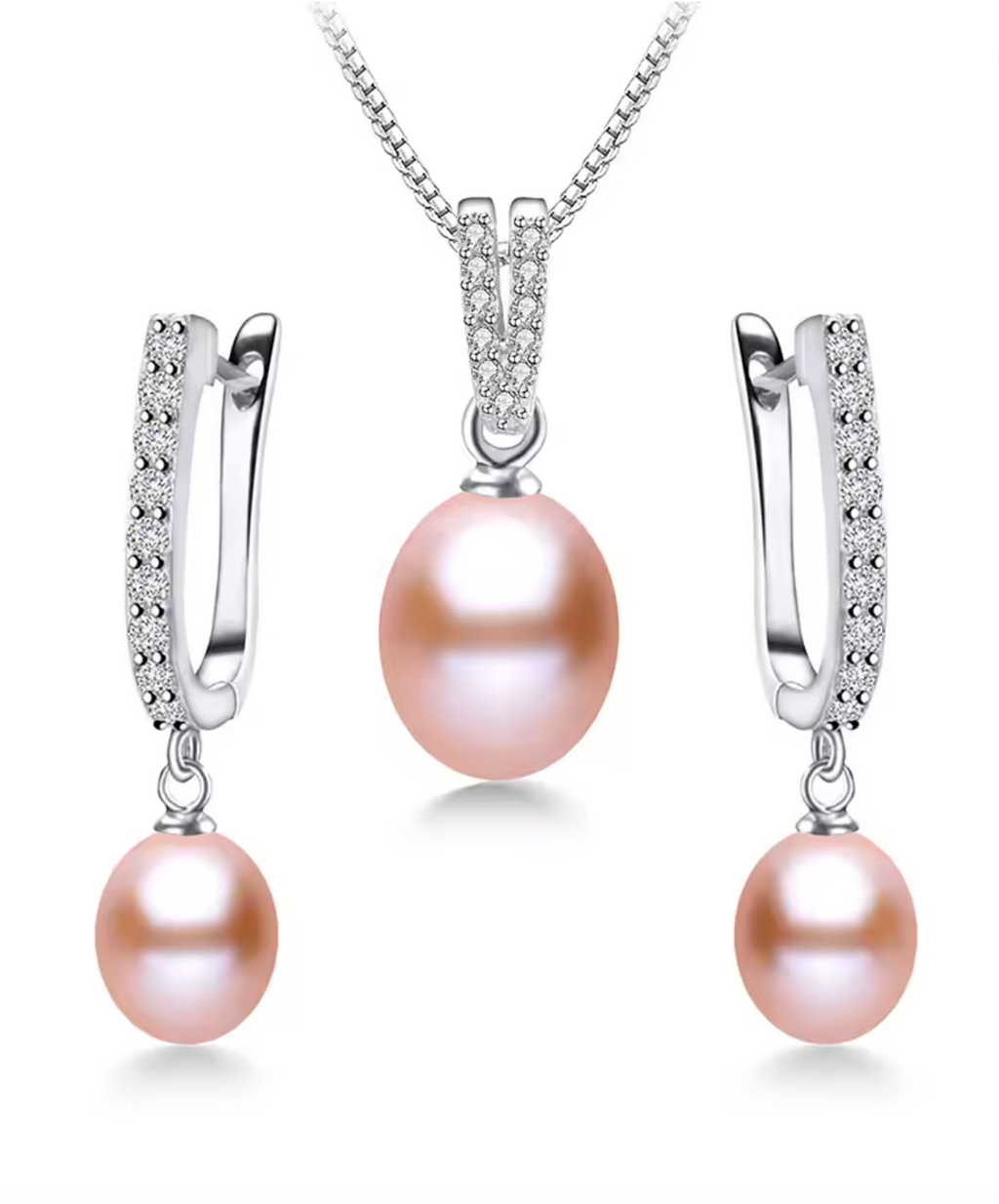 925 Sterling Silver Freshwater Pearl Jewelry Set for Women