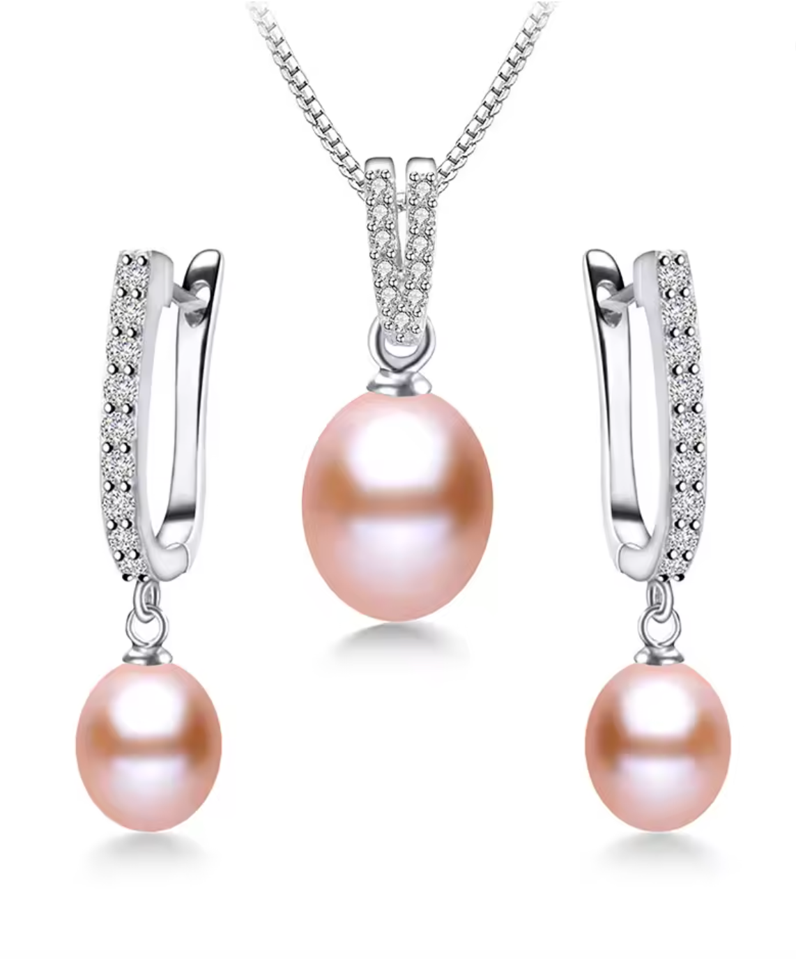 925 Sterling Silver Freshwater Pearl Jewelry Set for Women