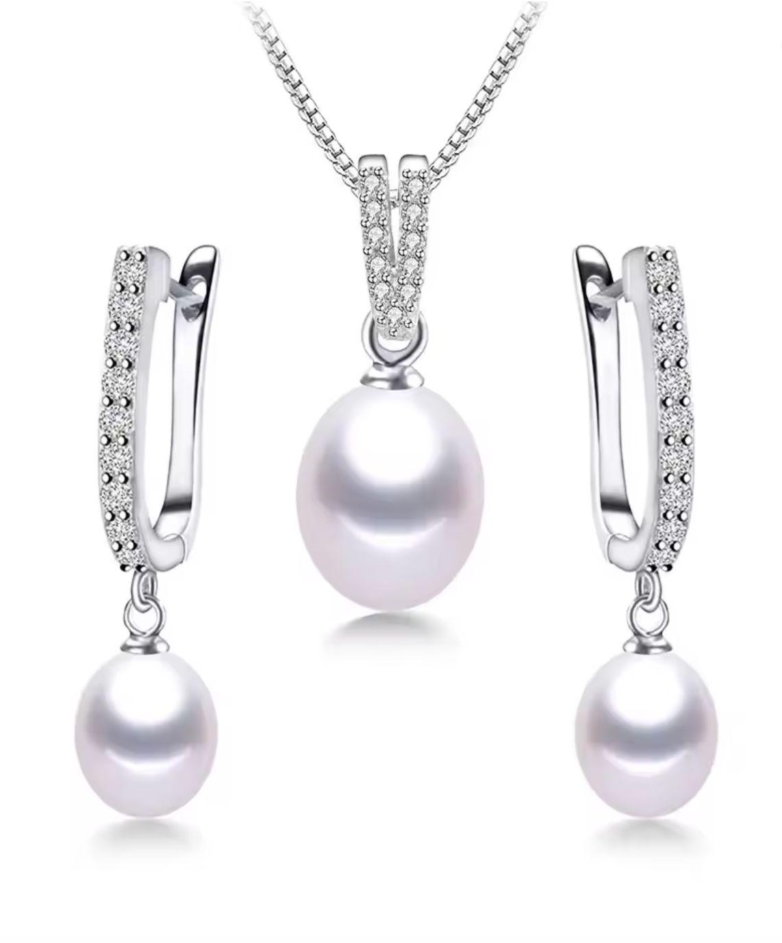 925 Sterling Silver Freshwater Pearl Jewelry Set for Women