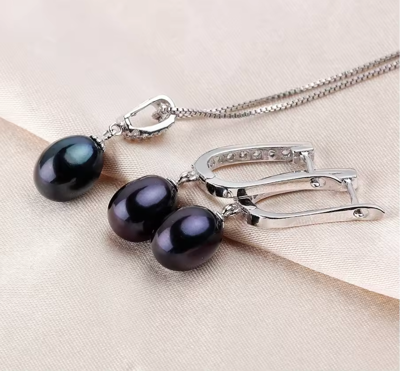 925 Sterling Silver Freshwater Pearl Jewelry Set for Women