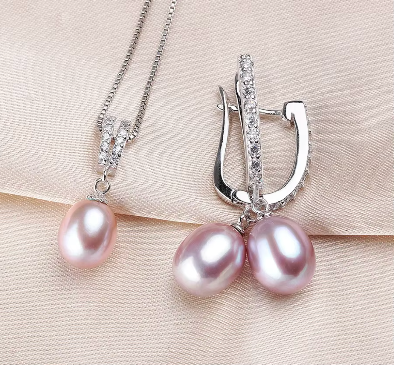 925 Sterling Silver Freshwater Pearl Jewelry Set for Women