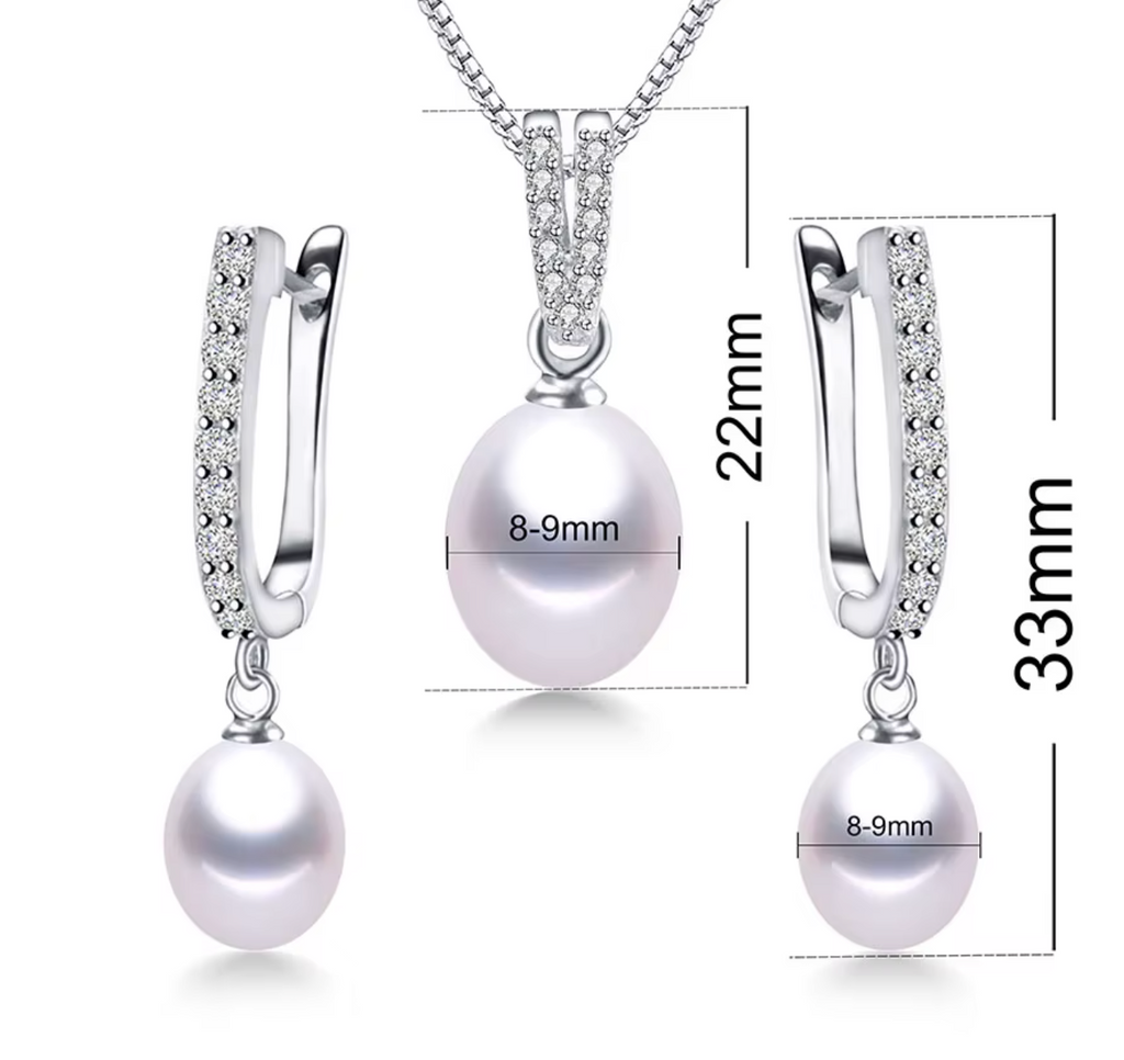 925 Sterling Silver Freshwater Pearl Jewelry Set for Women