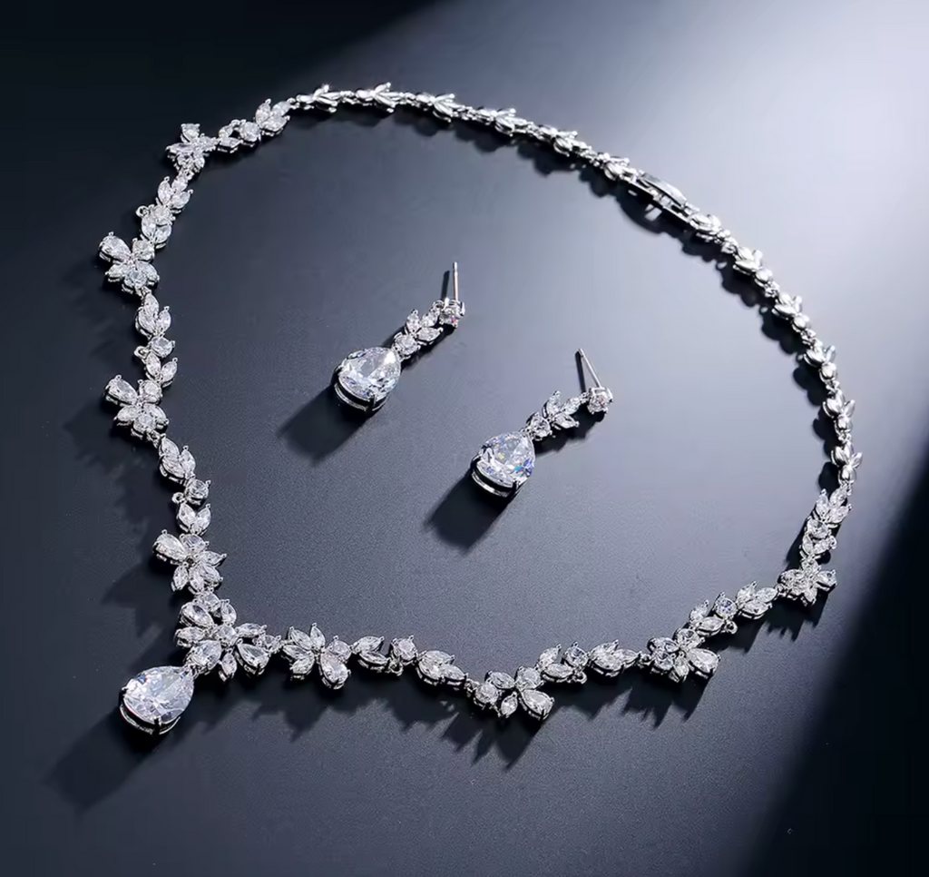 Gorgeous Crystal Earrings & Necklace Set