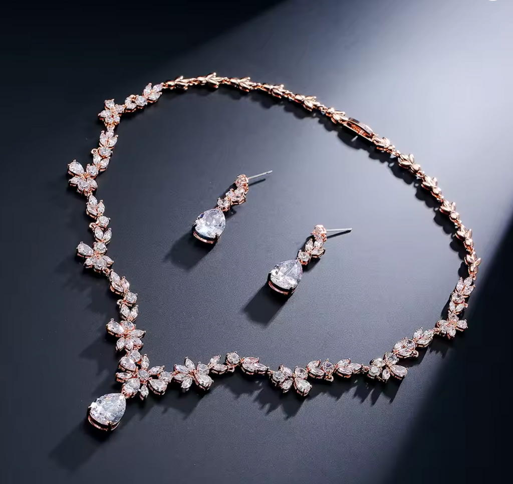 Gorgeous Crystal Earrings & Necklace Set