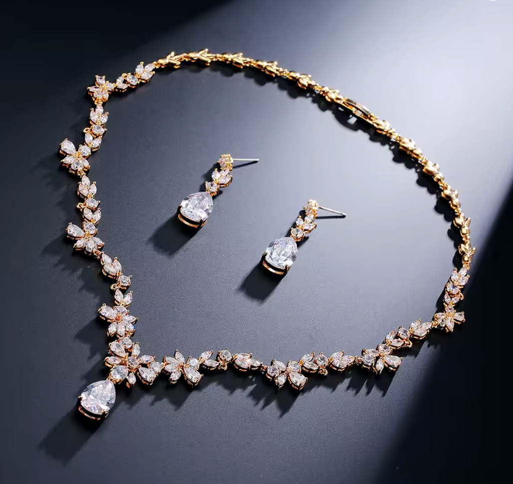 Gorgeous Crystal Earrings & Necklace Set