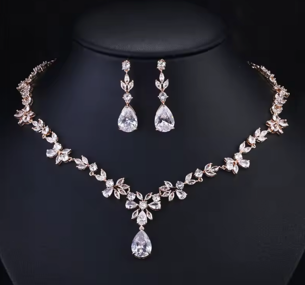 Gorgeous Crystal Earrings & Necklace Set