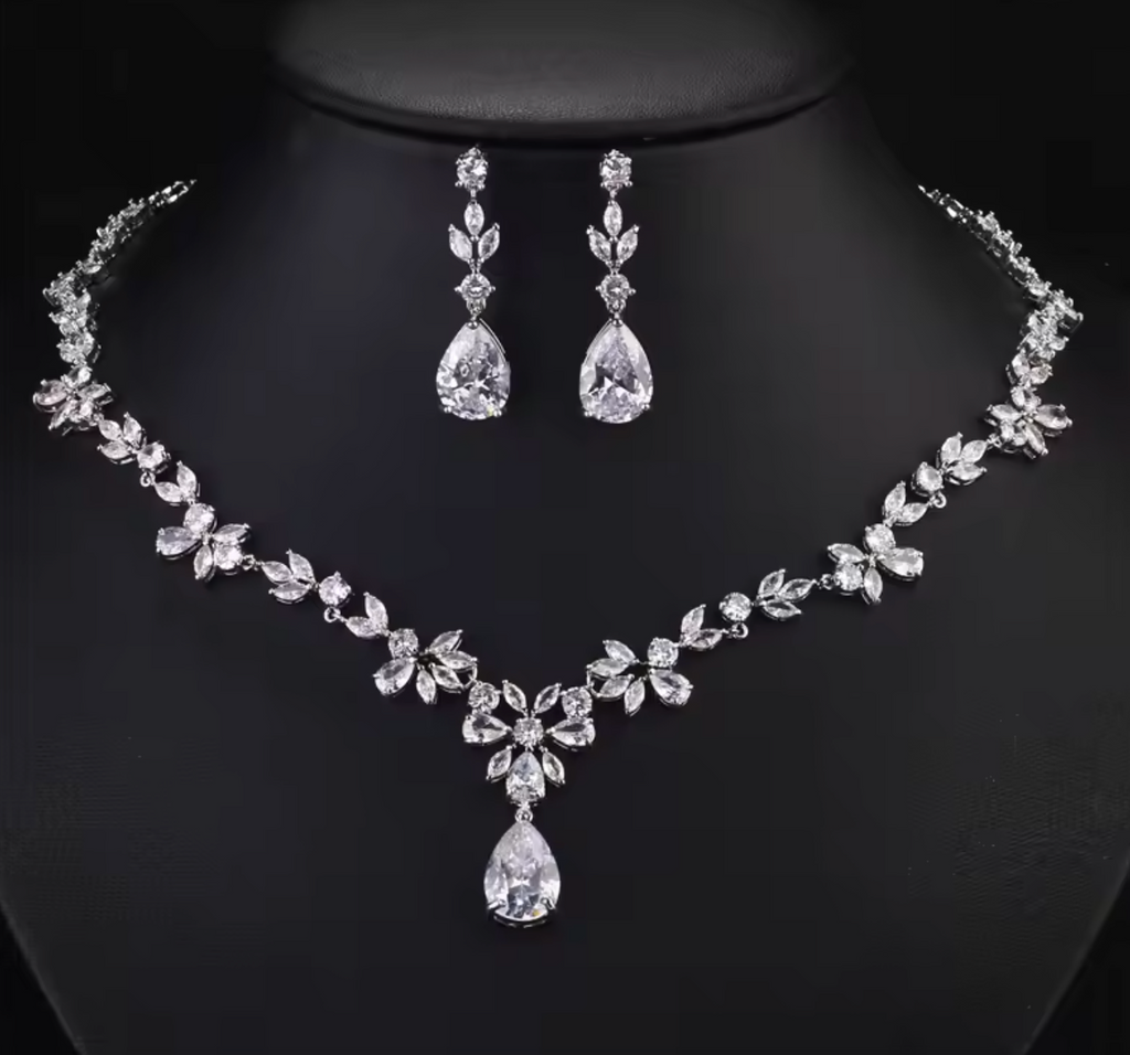 Gorgeous Crystal Earrings & Necklace Set