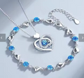 925 Sterling Silver Heart Shaped Necklace & Bracelet Set for Women