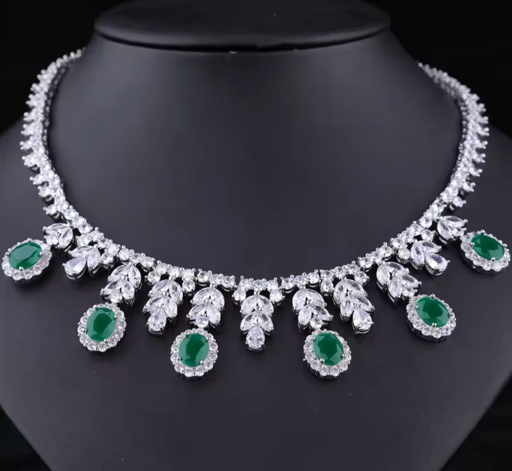 Luxury Green Water Drop Jewelry Set for Women