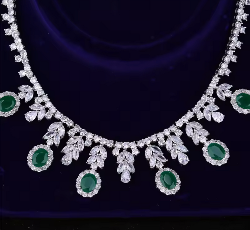 Luxury Green Water Drop Jewelry Set for Women