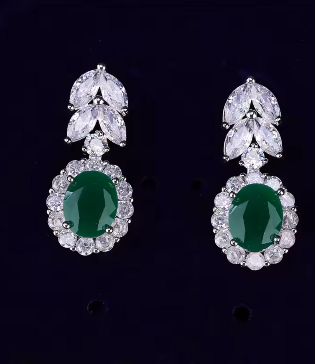 Luxury Green Water Drop Jewelry Set for Women