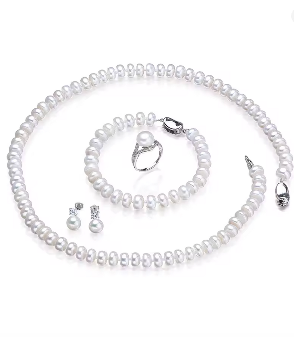 Real White 7–8mm Round Pearl Wedding Accessories