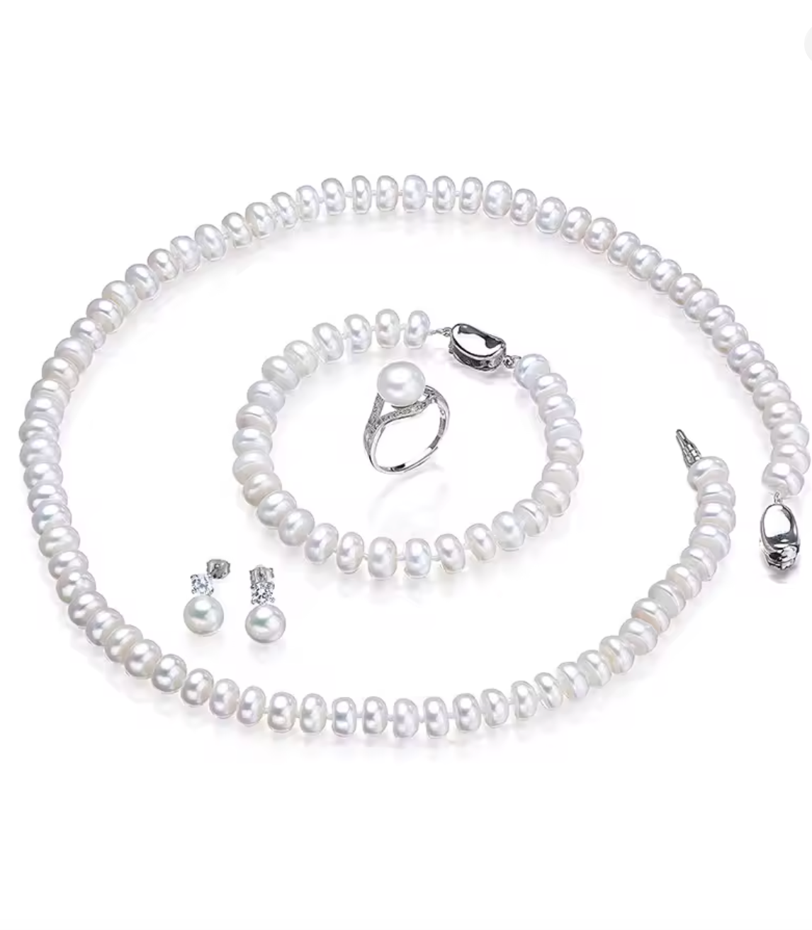 Real White 7–8mm Round Pearl Wedding Accessories