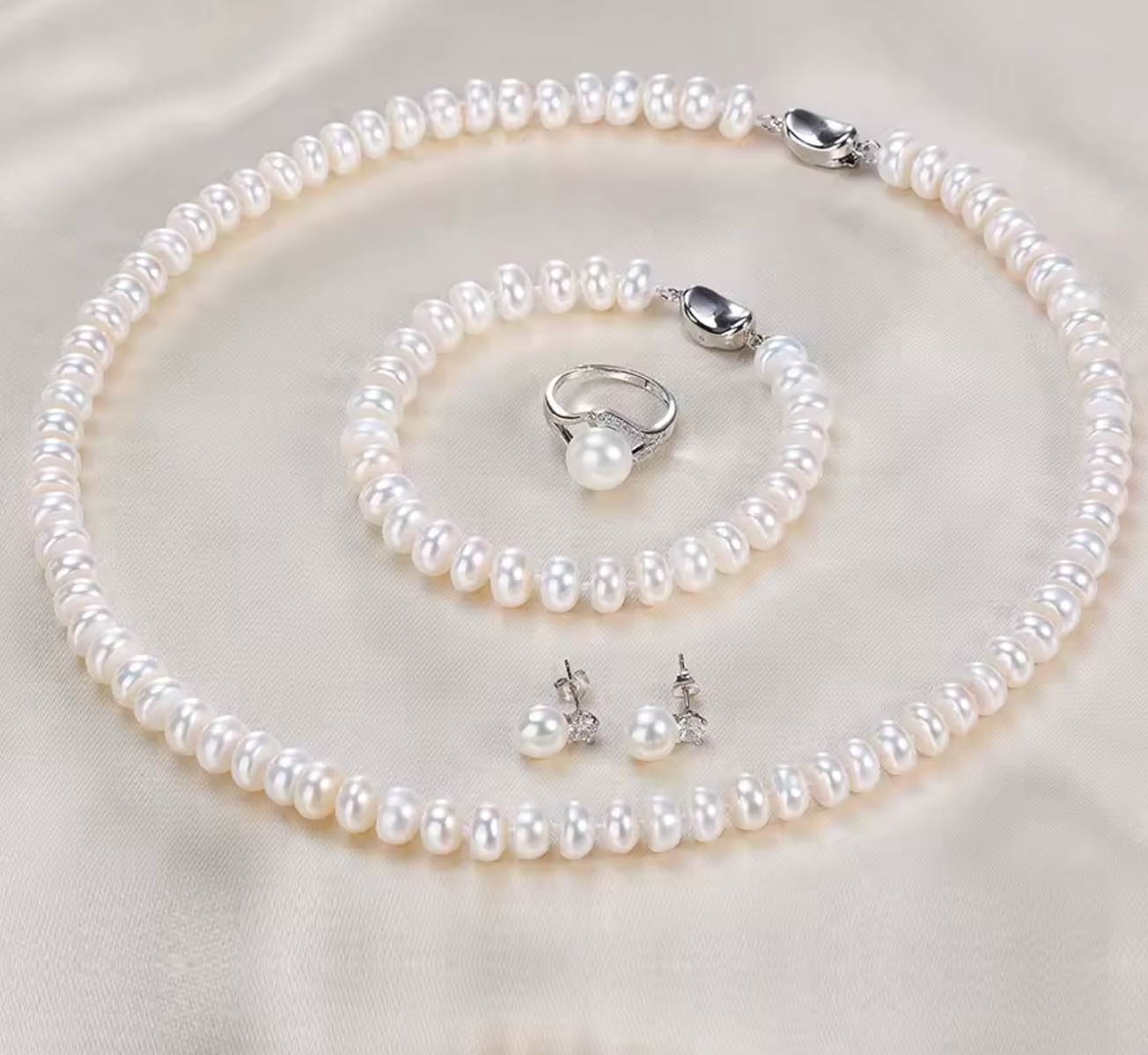 Real White 7–8mm Round Pearl Wedding Accessories